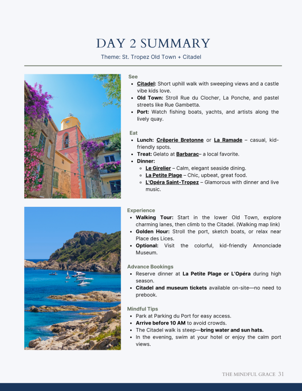 French Riviera family itinerary sample from the guide