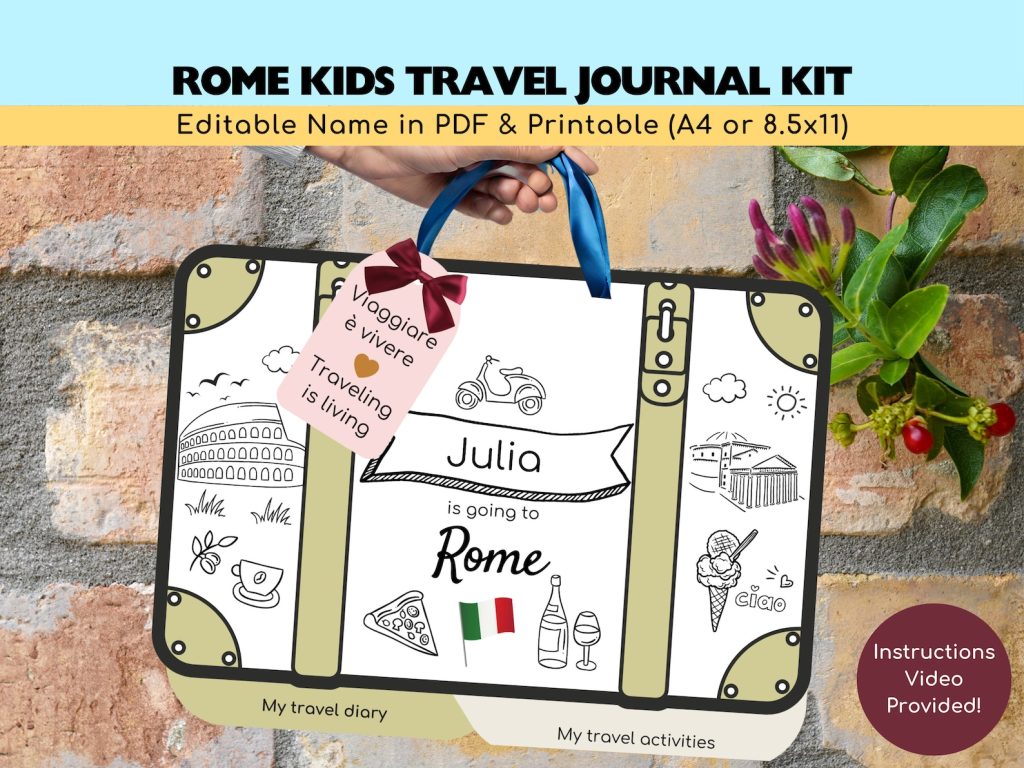Rome Kids Travel Journal Kit Sample Cover Page